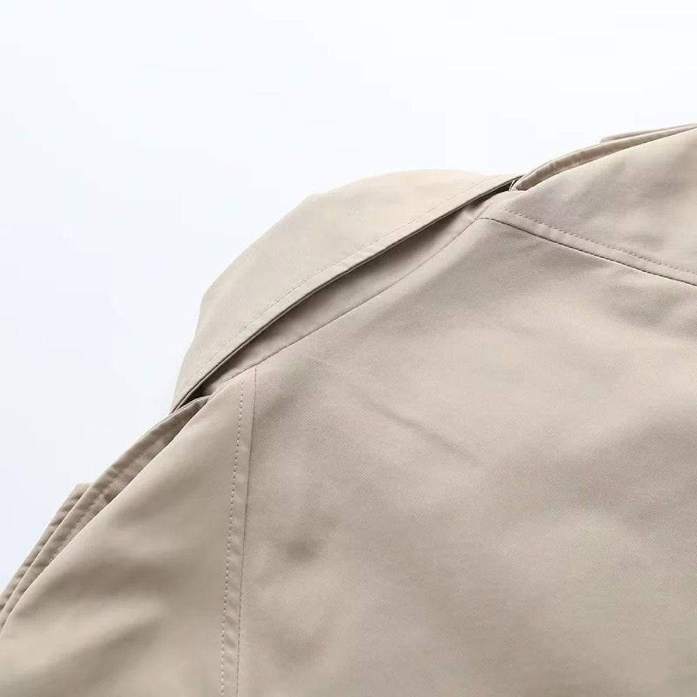 Cropped Trenchjacke mit Gürtel Zweireihige Jacken Damen Schick Herbst Winter Mantel Feiertag