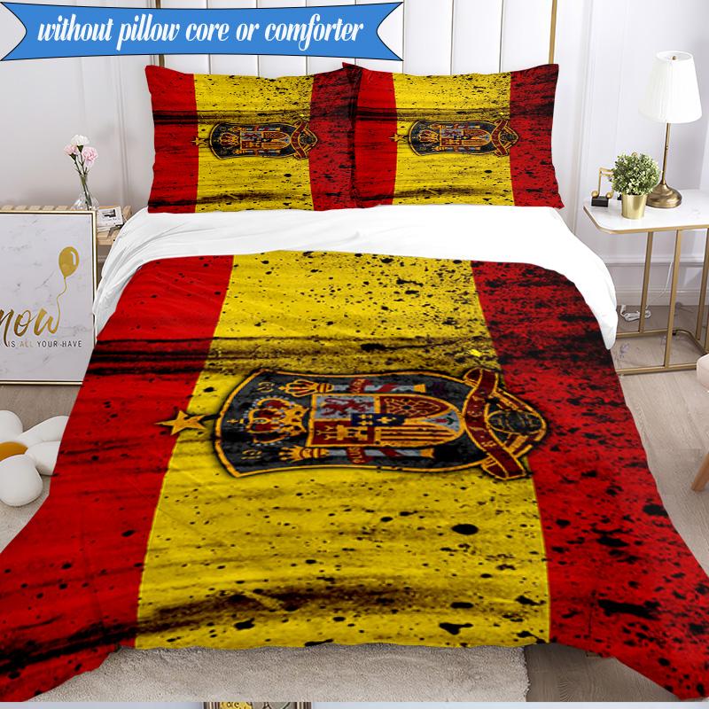 3PCS Spain FC Crest Printed Soft Bedding Set,Including 1pc Duvet Cover And 2pcs Pillowcases Perfect for Bedroom, Dormitory, Fan gift