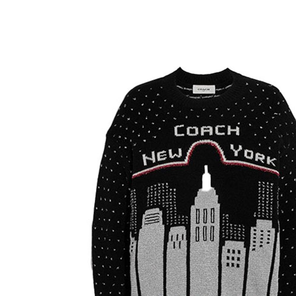 Coach FW21 Holiday Urban Landscape Embroidered Wool Sweater Women Sweater Black C2193-BLK