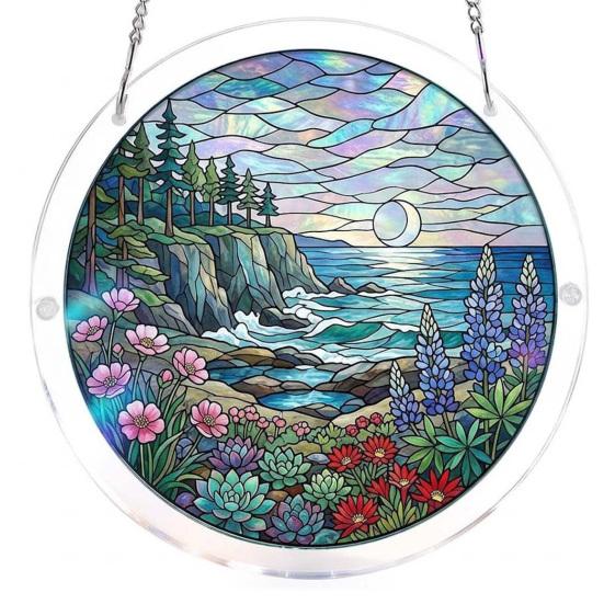 Acrylic Puzzle Suncatcher, Stained Glass Window Hanging Ornaments, DIY Jigsaw Puzzle Sun Catcher Kit for Home, Garden Decor, Gift for Women,