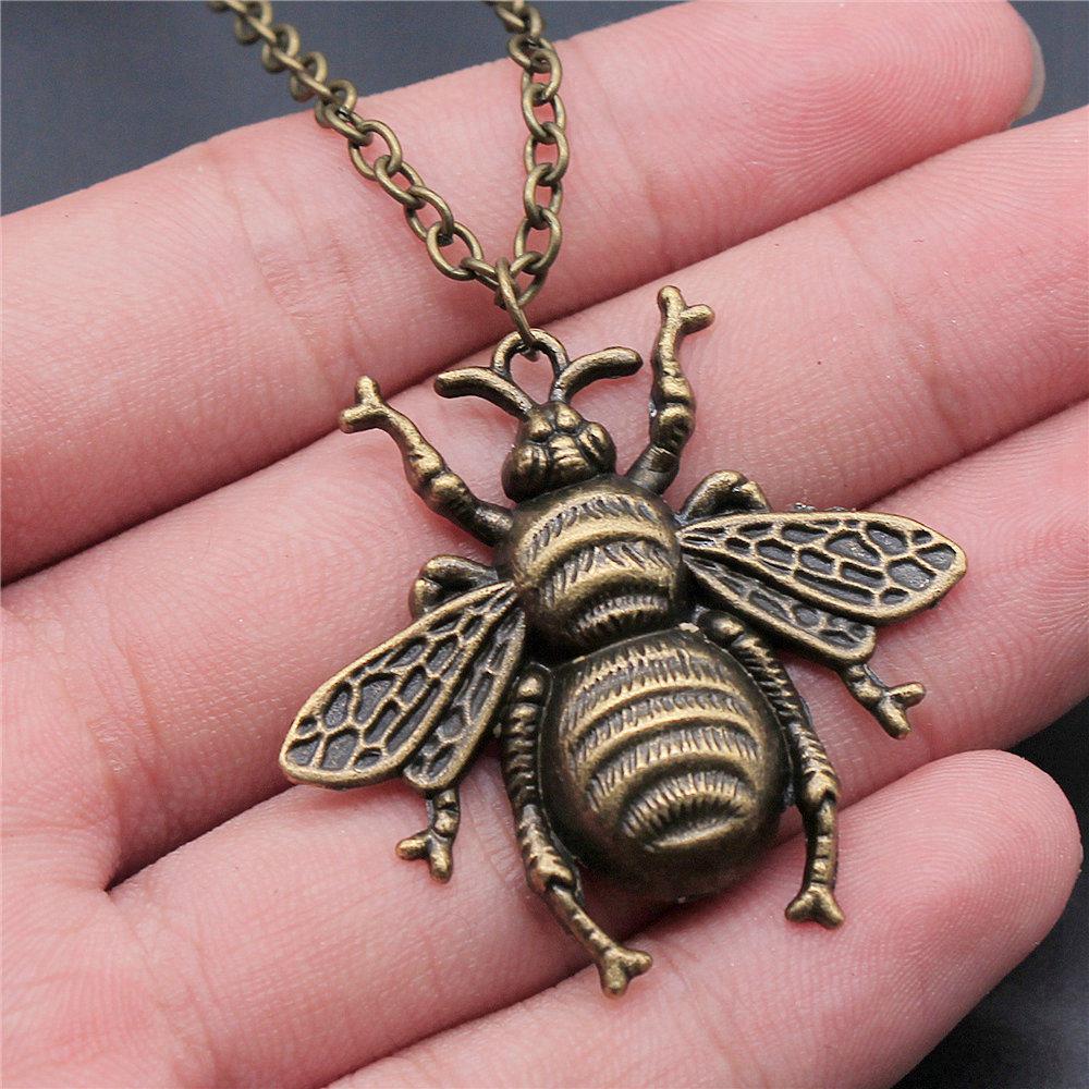 Dragonfly Butterfly Bees Garden Insect Pendant Antique Bronze Metal Boys Collar Necklace Hot Sale
