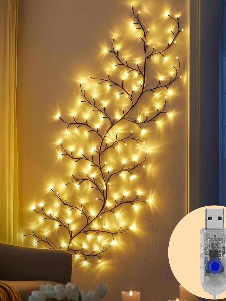 

Flexible Wicker Lamp USB powered Birch Lamp, Plant Vine Decorative Light, Home Living Room,Party Holiday Decoration String Light 72LED