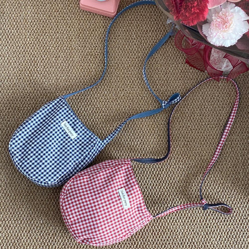 

Cute Crossbody Phone Pouch Double-sided Available Grid Shoulder Bag Casual Small Square Bag Travel чорний