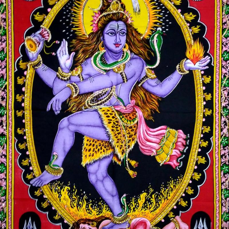 Tapestry of Shiva Natrajan, Indian God with Sequins 75x100