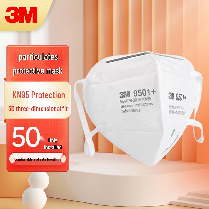 3M 9501+ KN95 Protective Mask 50 Count