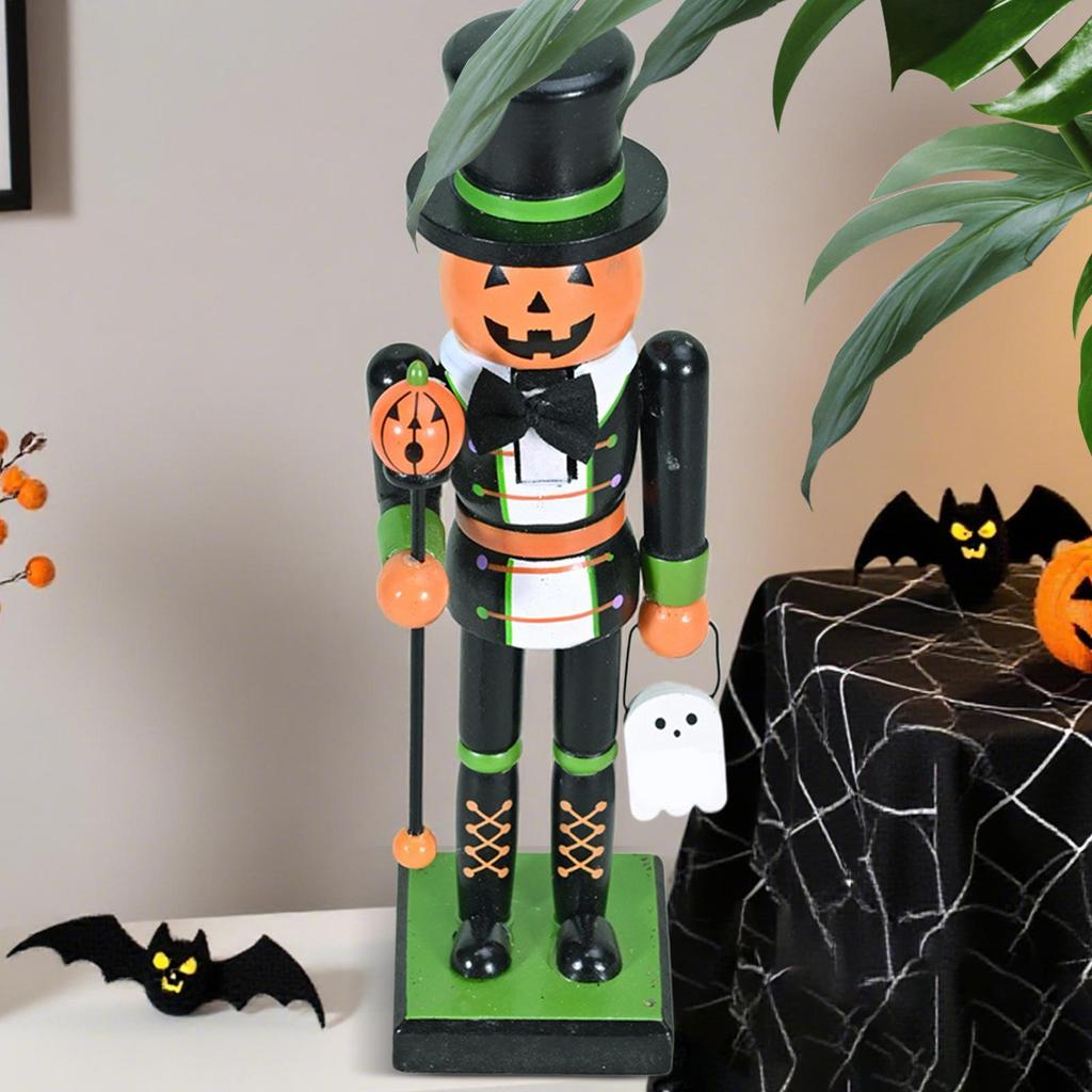 Halloween Wooden Nutcracker Figures Goody Bags Fillers Spooky Holiday Decor For Home Display Mantelpiece Shelf