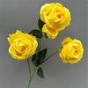 Artificial Rose Branch with Green Leeaf Three Heads Silk Rose Flower