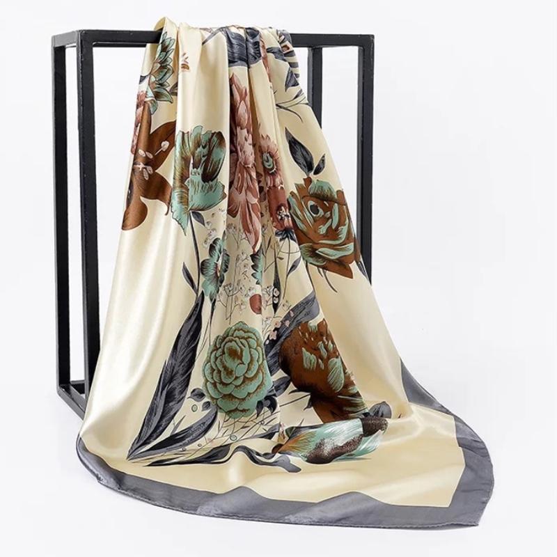 Popular Silk Scarves Fashion New Bohemian Cashew Slicing Ladies Simulation Silk Scarf 90X90Cm Square Scarf Muslim Headscarf