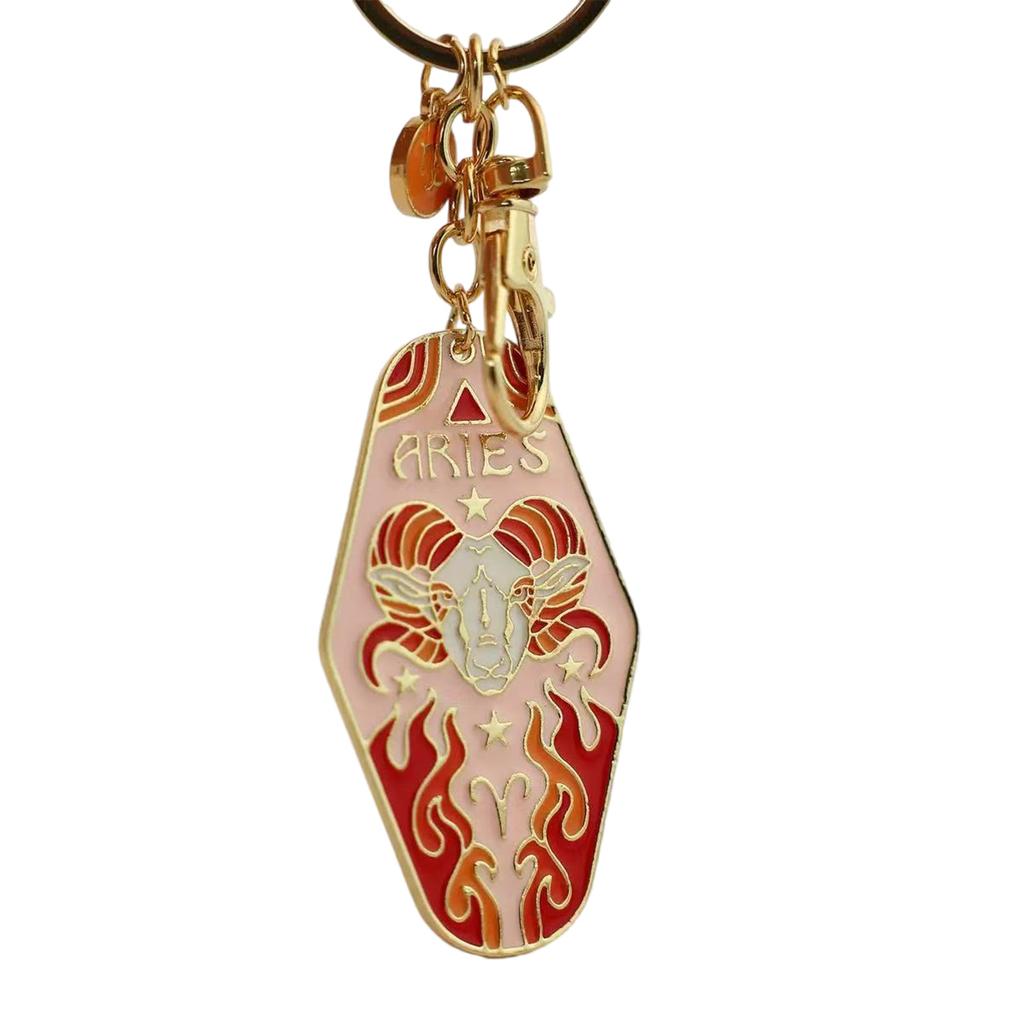 Chinese 12 Constellation Alloy Keychain Enamel Hanging Carabiner For Bag Decoration Birthday Gift Rustproof Metal Charm
