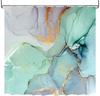 1 Piece Bathroom Decor Set, Marble Green Shower Curtain With Hooks, Watercolor And Abstract Ink Blue And Green