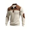 Men's Color Block Half Zip Knit Sweater Casual Pullover