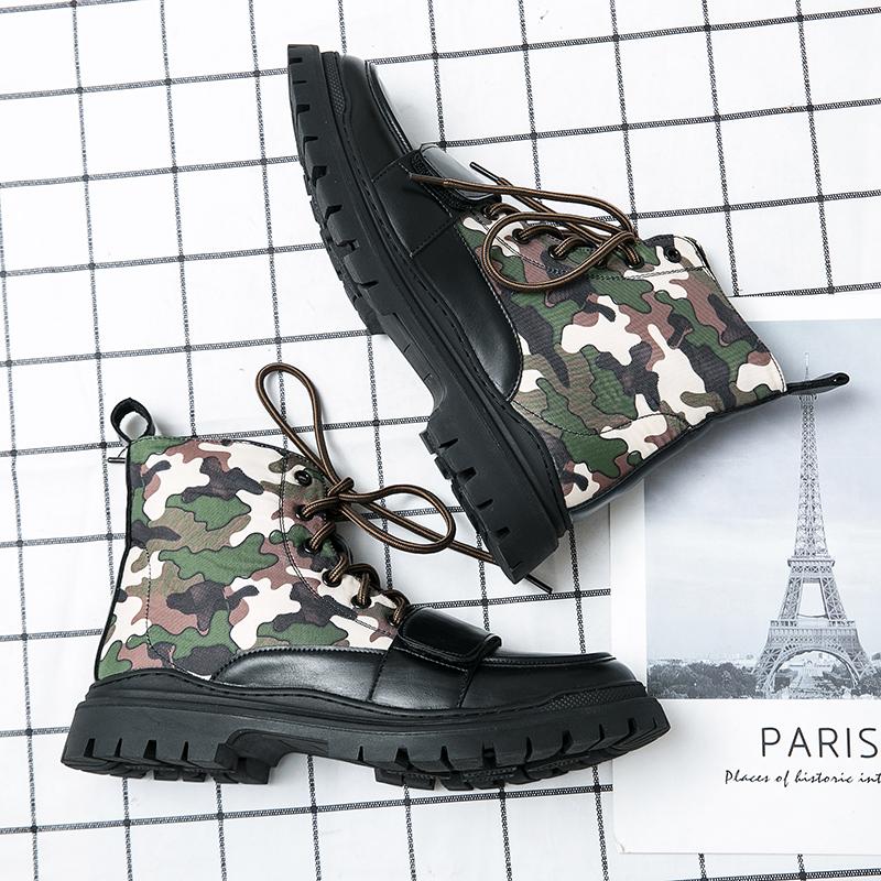 Mode Mode Camouflage Street Style Herren Stiefeletten Großzehenschuhe Outdoor Martin Stiefel Mittelhohe Stiefel Schnürschuhe Kostenloser Versand