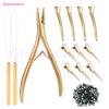 GlamorDove Hair Extension Tool Kit – Micro Ring Pliers, Loop Tool, Clips & 200pcs Beads for I-Tip & Micro Ring Extensions