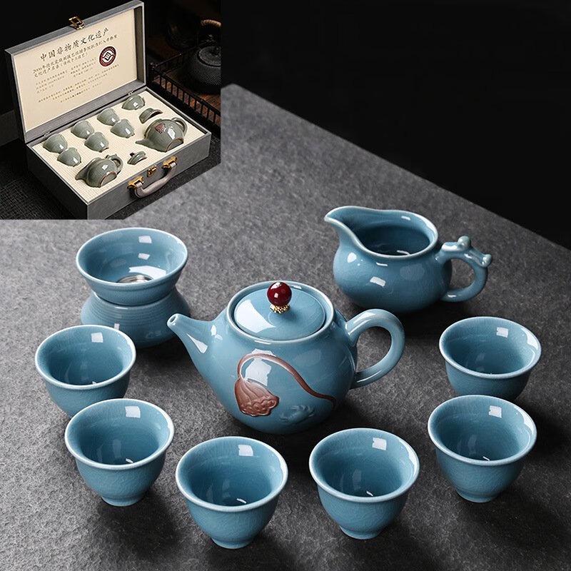 

Retro Geyao Crackle Glaze Ceramic Kung Fu Tea Set
