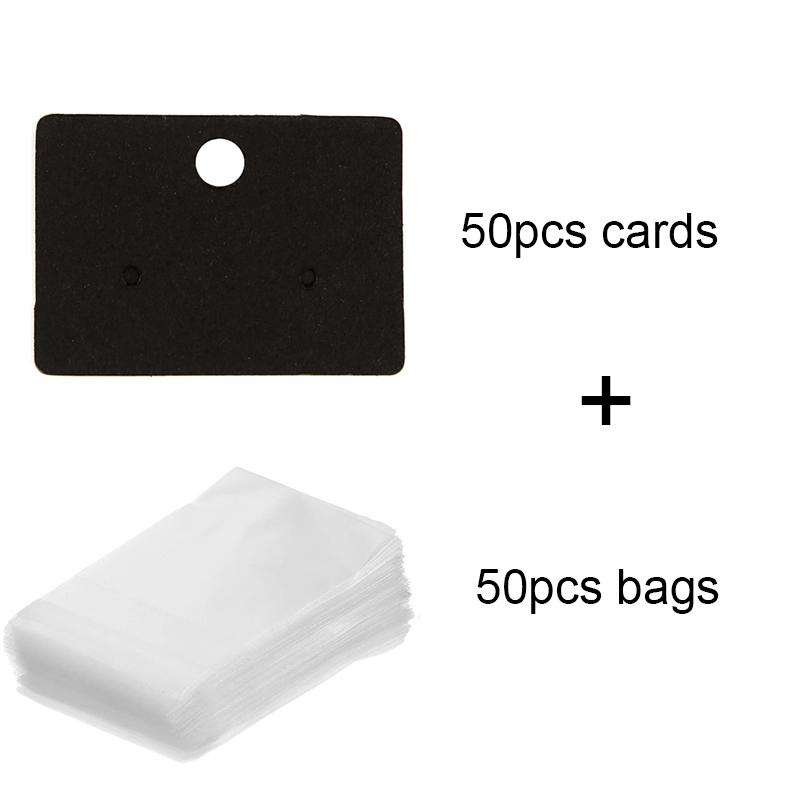

50sets Stud Earring Display Holders With Self Adhesive Bags Paperboard Earrings Cards Organizers Hang Tag For Jewelry Packaging