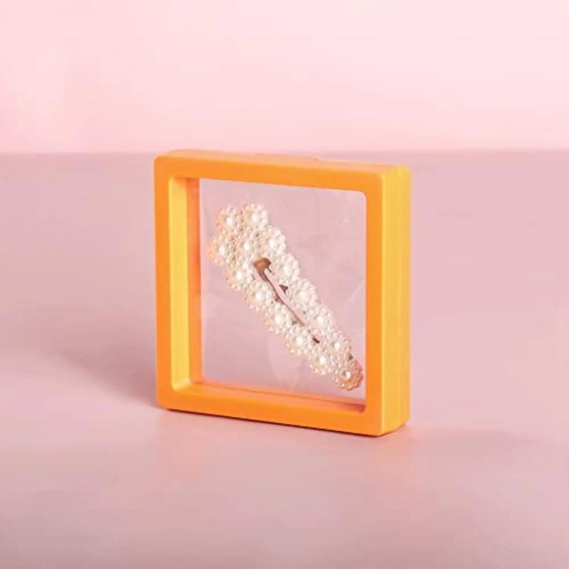 4pcs Multicolor Jewelry Display Box 3D Floating Picture Frame Shadow Box Ring Pendant Holder Protect Jewelry Stone