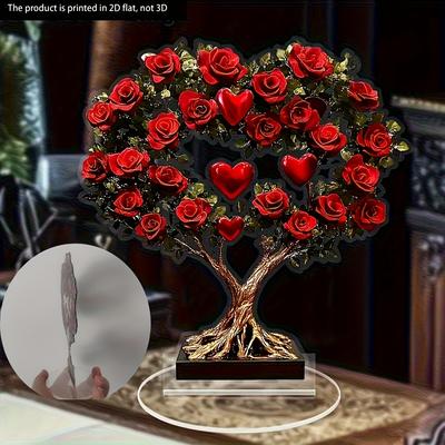 2D Flat Acrylic Rose Bouquet Full of Love Decoration, Indoor and Outdoor Decoration - No Need for Batteries/electricity, Free Day Decoration, Shop D