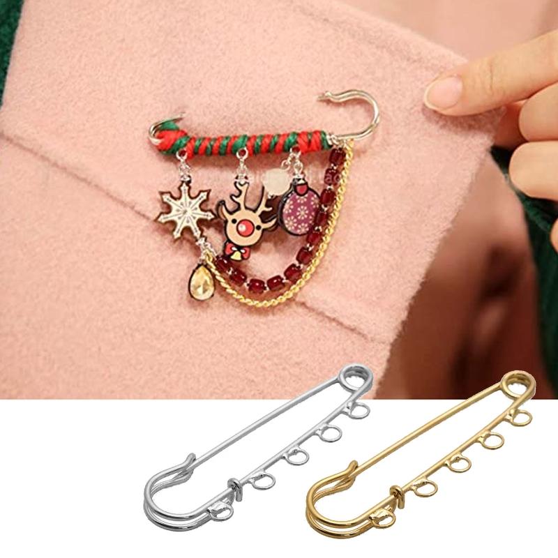 10x Metal Kilt Pin Brooch Clasp 5 Holes Safety Pins Brooch Findings for Arts Sewing Crafts 5x1.5cm Fashion Jewelry Gold