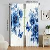 2 Pcs   Versatile Polyester Transparent Curtains for Home Decoration Butterfly Floral for Use In Bedrooms and Living Rooms