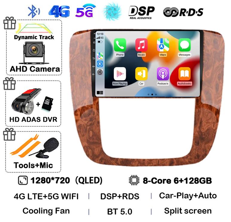 Android 14 Carplay Auto WIFI+4G For GMC Yukon Chevrolet Tahoe Suburban 2007-2012 GPS Car Radio Multimedia Video Player Stereo