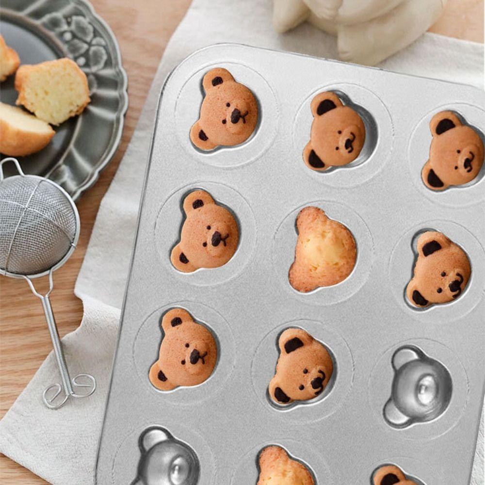 12 Cavity Muffin Cakes Mold Carbon Steel Bear Madeline Baking Tray  Baking Kictchen