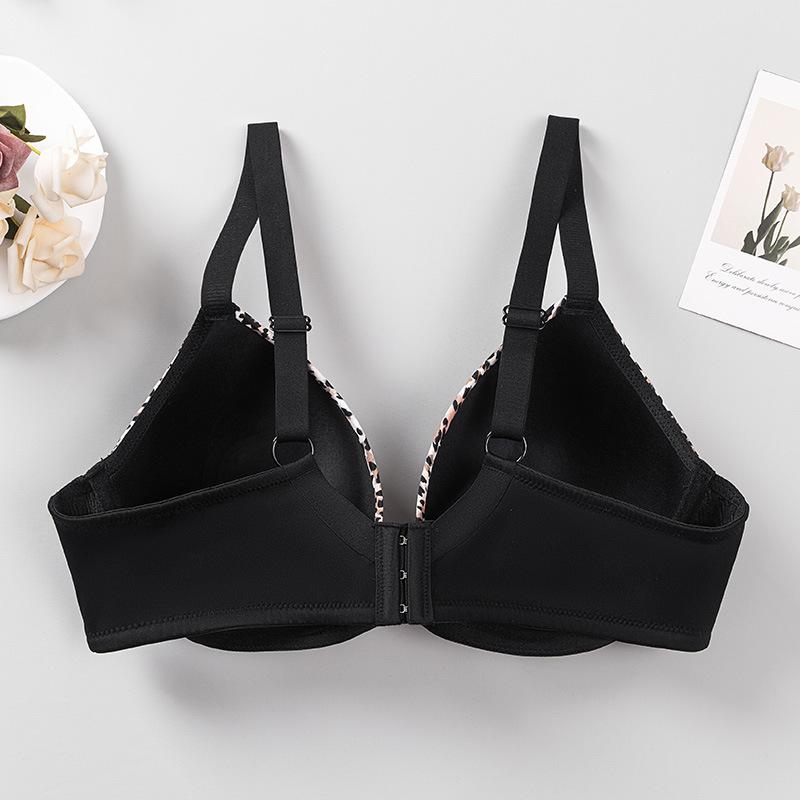 Leopard Print Plus Size Bra That Pushes Up Large Breasts Makes Them Appear Smaller Prevents Sagging and Reduces Side Breast Tissue