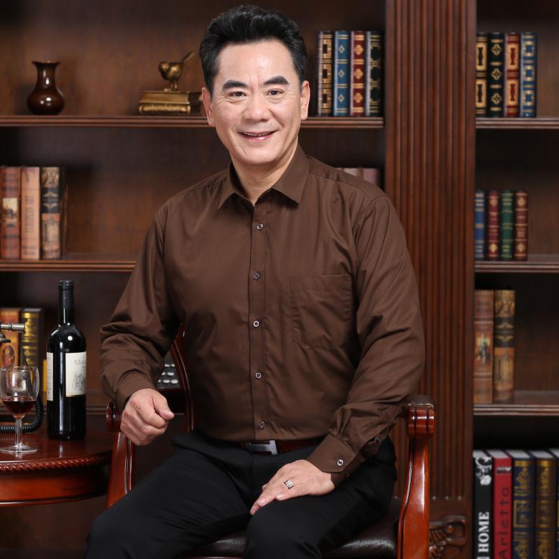 Frühlingslockere gestreifte Langarmhemden für Männer mittleren und höheren Alters