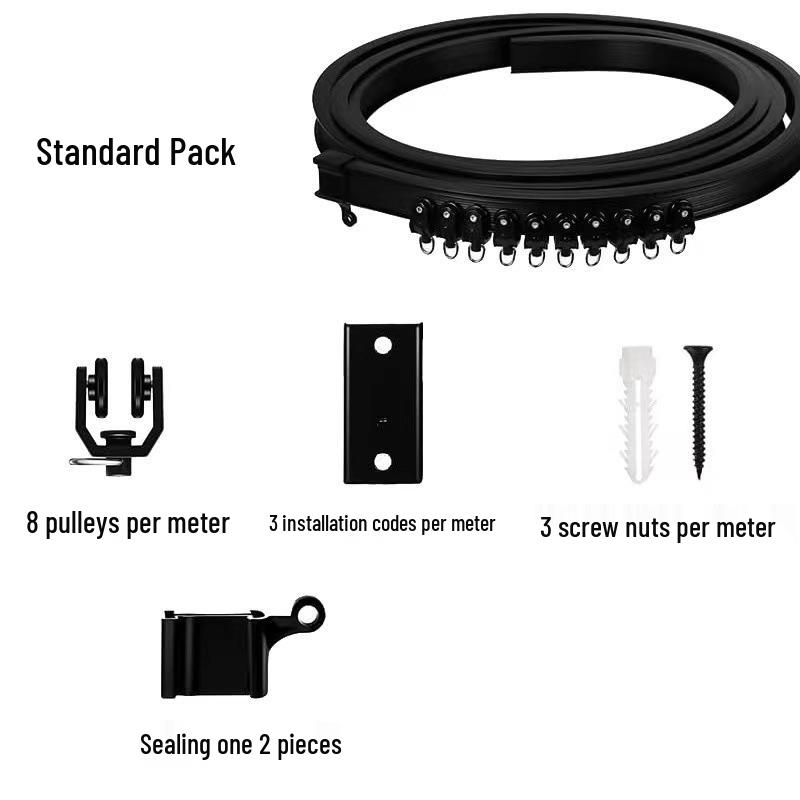 Гибкий черный U-образный гнущийся карниз - 1/2/5 метров