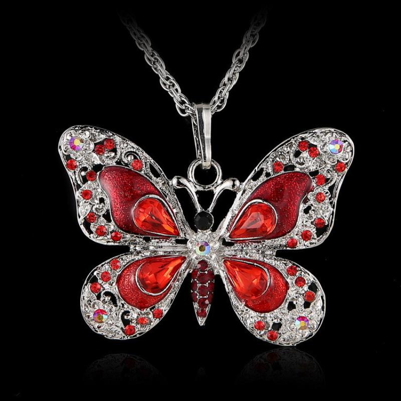 Necklace Retro Multi-color Butterfly Fashion Light Luxury Elegant Versatile Necklace Pendant