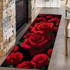 Red Rose Heart Pattern Runner Rug Illustrated Art Home Decor Hallway Carpet Vintage Romantic Non-Slip Mat for Living Room