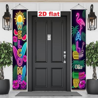 Decoração Neon Tropical Festa de Ano Novo Moldura de Porta Couplet Tema