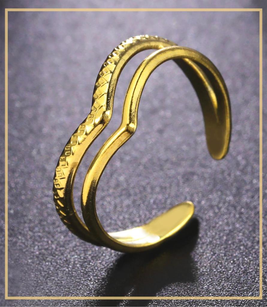 Skyrim Minimalist V Shape Double Layers Rings Women Stainless Steel Open Finger Ring Band Kpop Jewelry Gift