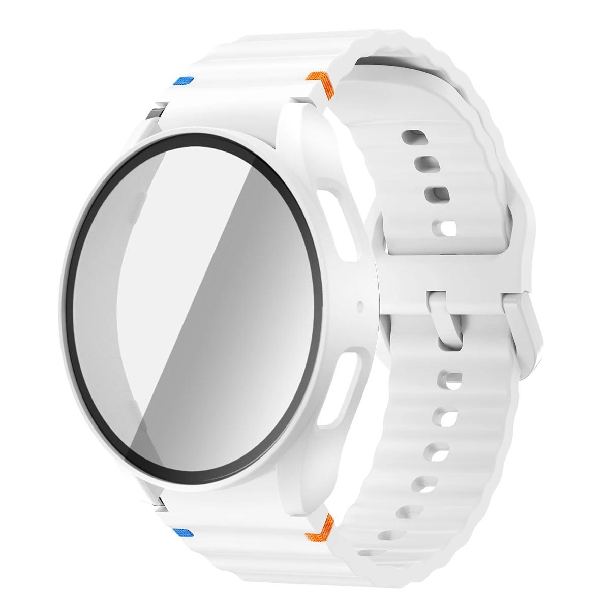 

Силиконовый ремешок для Samsung Galaxy Watch 7 40 44 мм с чехлом Защитная пленка для экрана Бампер для умного ремешка Наручные аксессуары Galaxy Watch 7 40mm