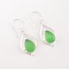 Green Cat's Eye Gemstone 925 Stamped Silver Jewelry Handmade Boho Earrings 1.90" EE-35-46