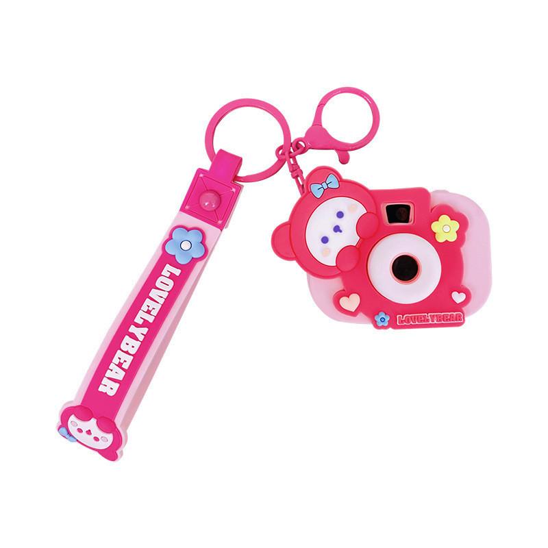 Fun And Whimsical Bear Camera Keychain Pvc Zinc Alloy Keyring Backpacks For