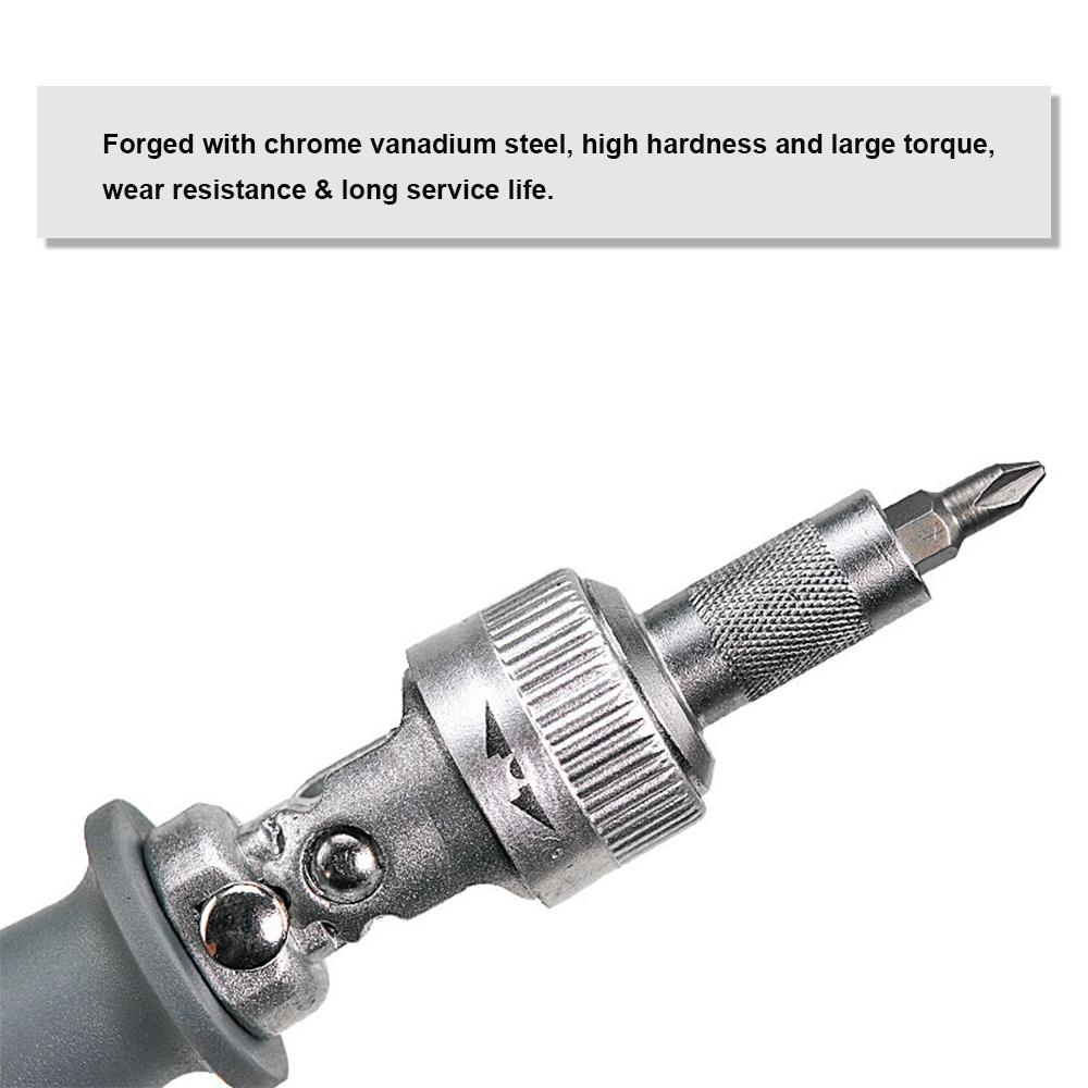 Two Way Ratchet Screwdriver Set with 10 Bits 180 Degrees  Alloy Elbow Screwdriver 6.35MM Screw Driver