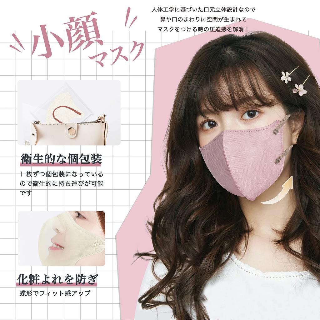 Moe Life 50 Nonwoven 3D Nonwoven 3D Nonwoven Bicolor Color Disposable 5D Small Face White x Camel Beige Standard Individually [Individually Wrapped,