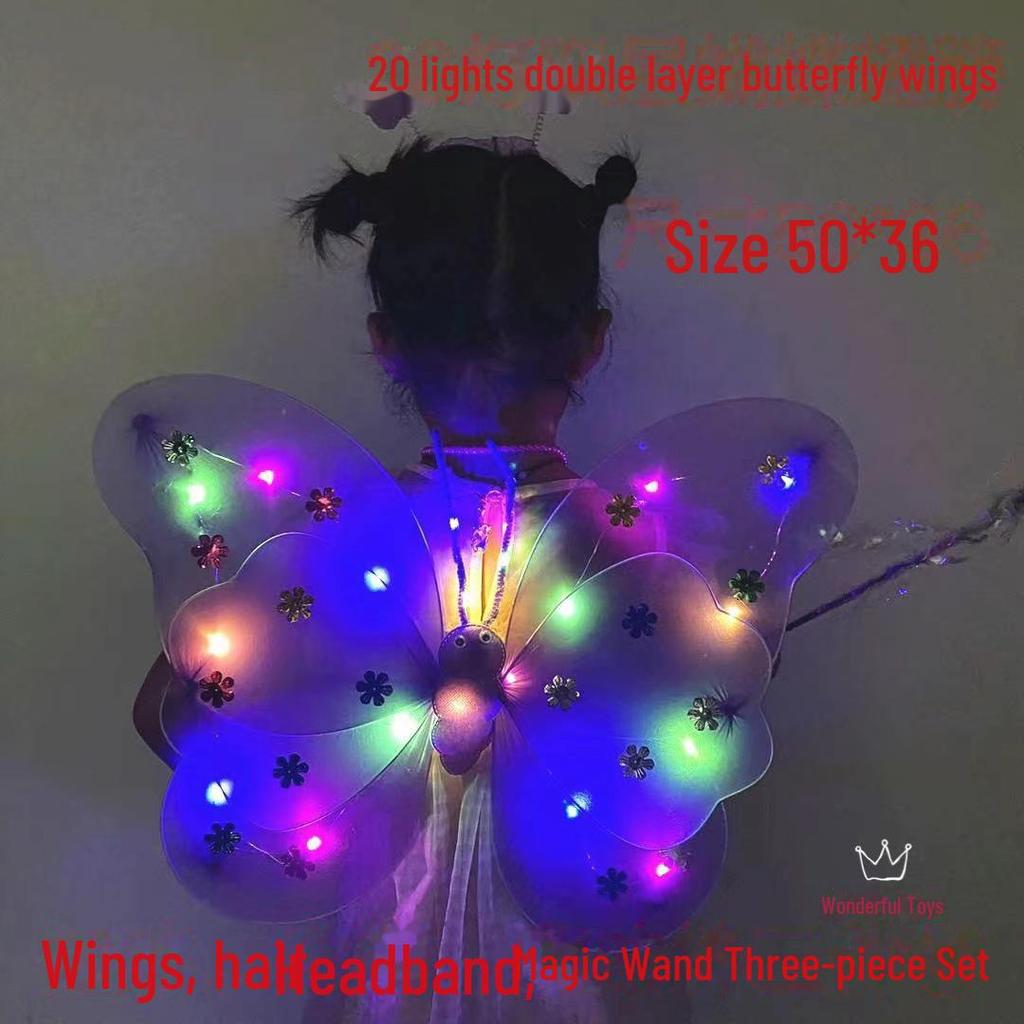 LED20 Luminous Butterfly & Angel Wings Toy Set for Kids - Three Pieces