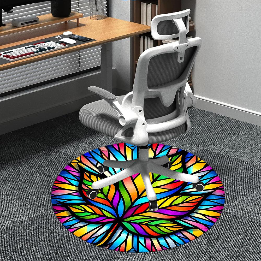 

1pc Stained Glass Mandala Office Round Area Rug, Indoor Mat Suitable ForOffice, Under Office Chairs Bedroom Living Room Home Decor, Room Deco 048 80cm by 80cm