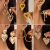 Wind Liquid Love-Shaped Fringed Stud Earrings Female, Creative Splicing Lava Earrings Ear Jewelry