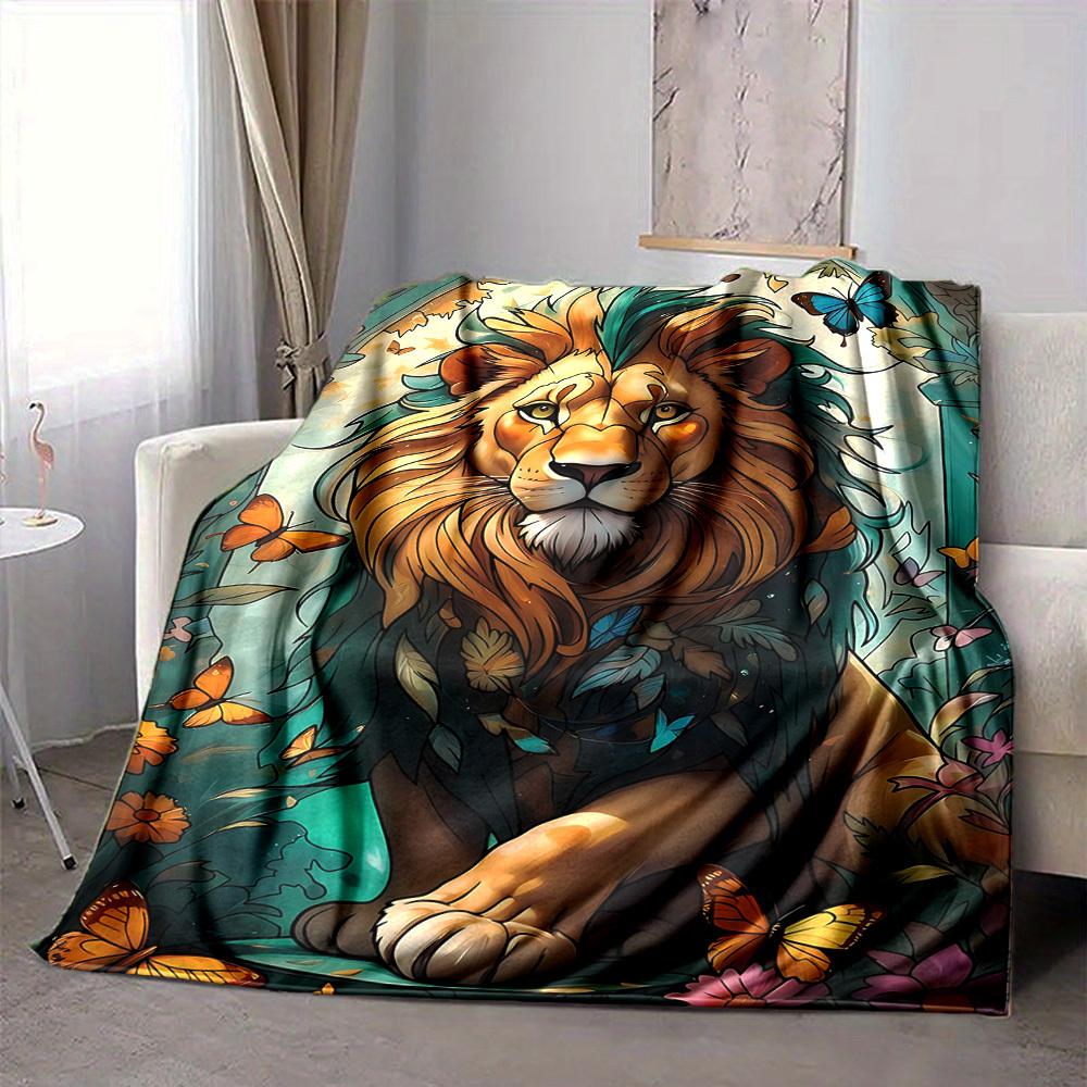 1PC Lion, Butterfly Blanket, Throw For Sofa, Bed, Travel, Camping, Livingroom, And Bed, Printing Blanket With Soft And Warm Fabric yy250918128