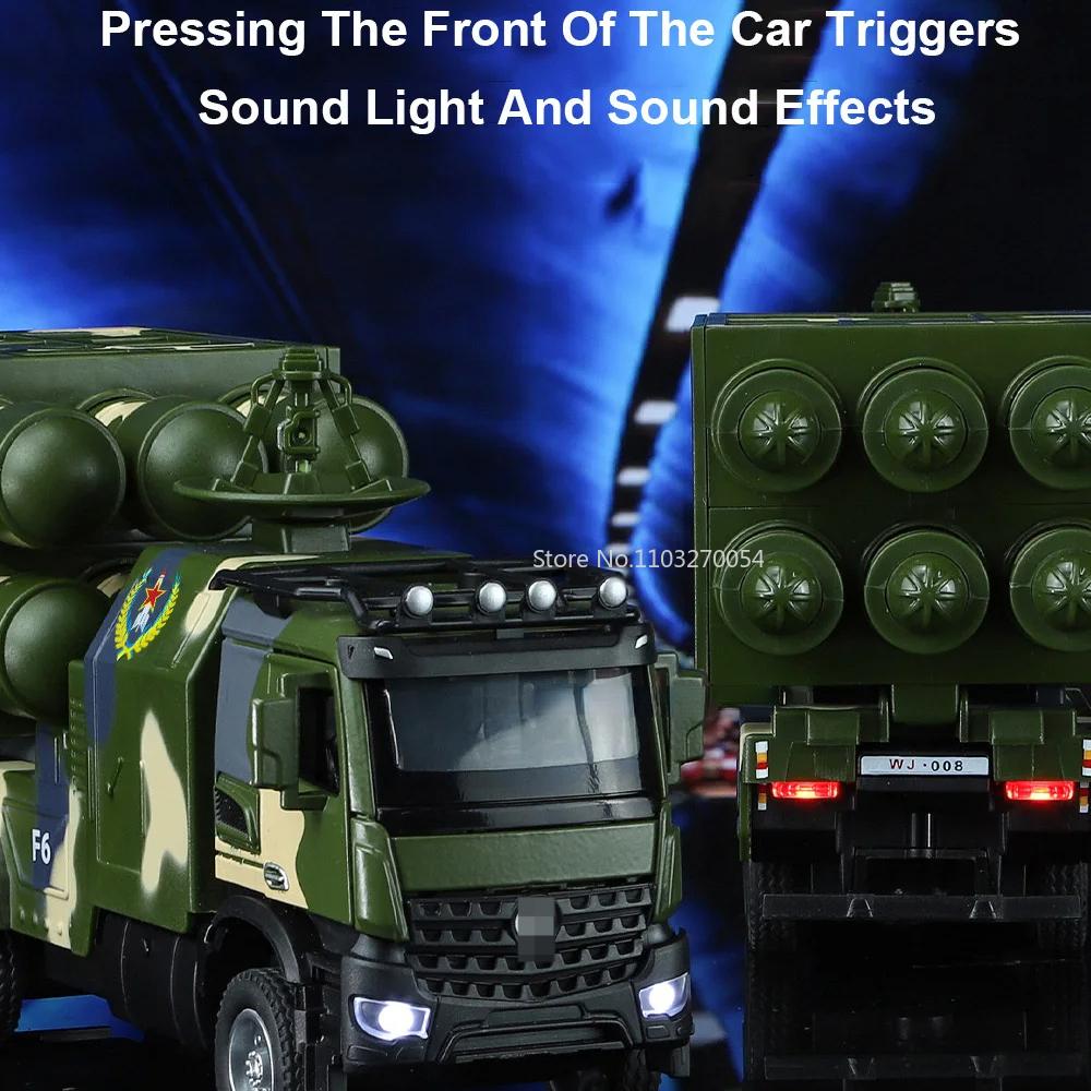 New 1/32 Hongqi-16 Anti-Aircraft Missile Alloy Die-casting Toy Car Model Launch Function Elevated Sound and Light Vehicles Kids Gift