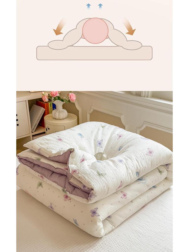 Verdickte Winterspitze Pompon Steppdecke – Warme Baumwolle für Einzel-/Doppelwohnheim, Frühling/Herbst