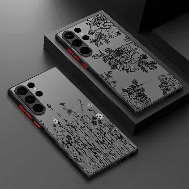 Ultra Slim Frosted Black Case für Samsung S24 S23+ S22 S21FE A51 A71 A13 4G A52 A34 A54 5G Note 20 Soft Edge PC Bumper Cover