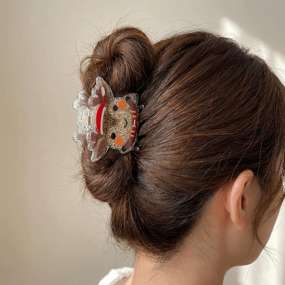 Elk Santa Claus Shark Clip Acrylic Cartoon Hair Grab Clip Fashion Christmas Tree Hair Claw Girl
