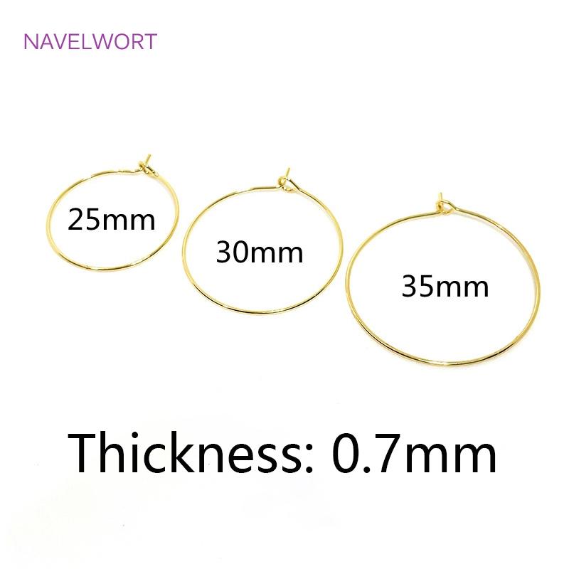 14K Gold/Rhodium Plated Big Circle Ear Wire Hoops Earrings For Women,High Quality Brass Metal Round Earring Fittings Wholesale