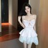 Bow-Knot Sling Dress with Chest Pads: Slim Fit, Waist-Cinching A-Line Short Skirt