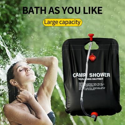 20L  Foldable Water Storage Bag Fast Heating Hiking Climbing Shower Bag Camping Solar Hot Water Bag Removable Hose Shower Head