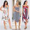 Fashion Summer Womens Sleeveless Vneck Dress With Irregular Printing And Strap Details