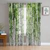 Birch Tree Forest Plant Green Chiffon Sheer Curtains For Living Room Bedroom Home Decoration Window Voiles Tulle Curtain